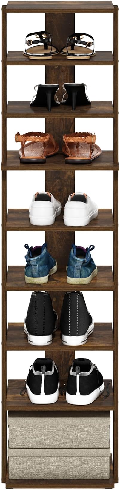 Furinno Compact Vertical Shoe Rack, 9-Tier Narrow Shoe Organizer, Free Standing - Image 5