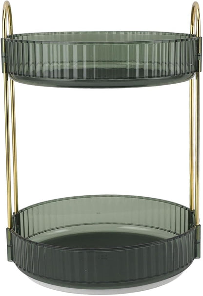 Makeup Organizer Rack 2 Tier 360 Deg Rotation Space Saving Cosmetic Countertop - Image 6