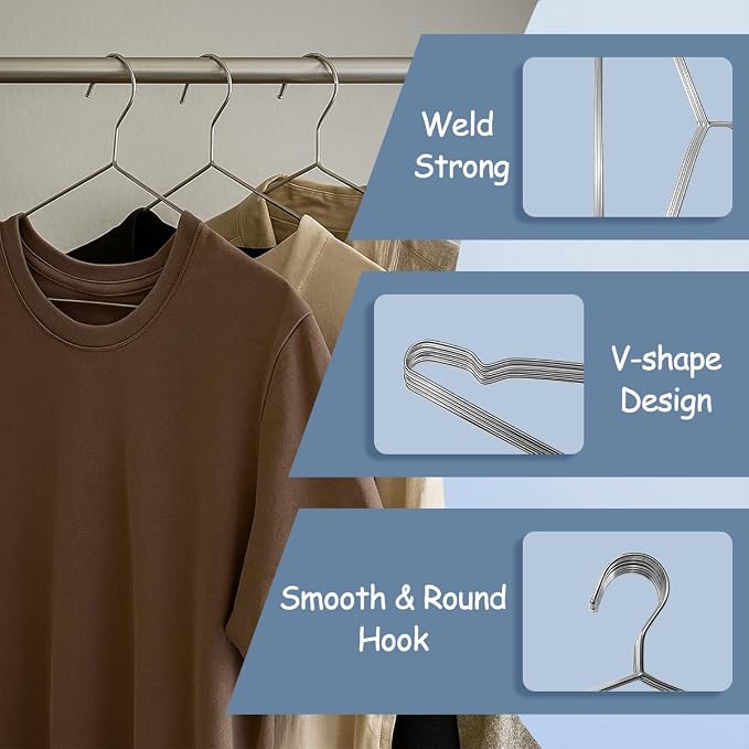 King Mills 19.6inch Stainless Steel Plus Size Hangers, Ideally Used as Extra - Image 4
