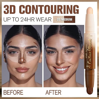2Pcs Cream Contour Stick Face Body Makeup Dual Ended, Nude Light Beige & Nude - Image 2