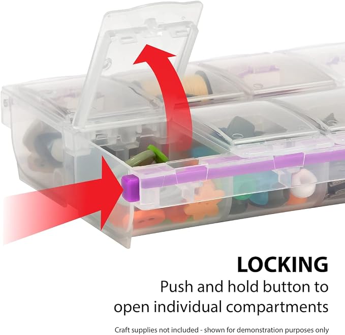 Craft Mates Bead Organizer, 14 Locking Compartments, Plastic Storage | Clear - Image 3