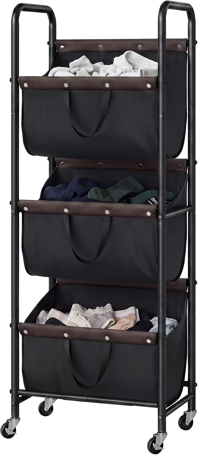 GRANNY SAYS 3 Section Tiered Laundry Sorter, Slim Vertical Laundry Hamper by GRANNYSAYS