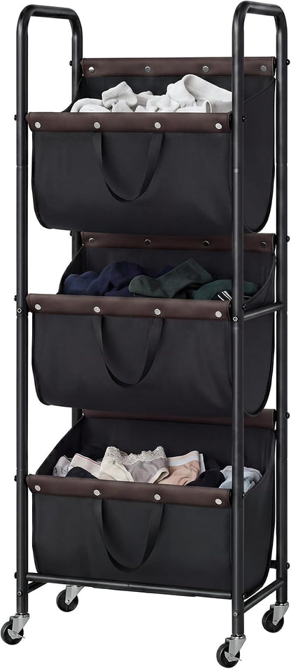 GRANNY SAYS 3 Section Tiered Laundry Sorter, Slim Vertical Laundry Hamper by GRANNYSAYS