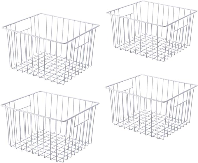Deep Refrigerator Organizer Baskets, Metal Wire Baskets by lonpute