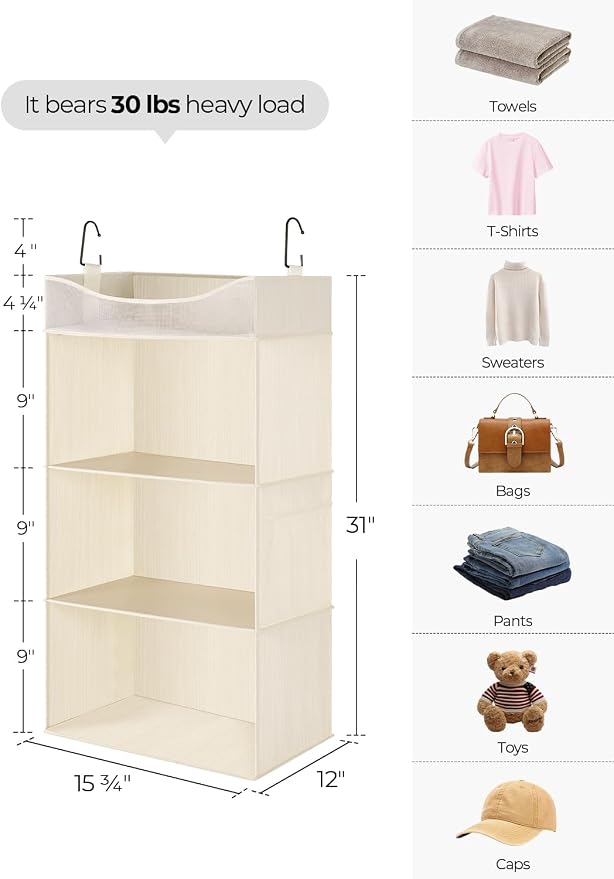 StorageWorks Hanging Closet Organizer, 3-Shelf Hanging Closet Shelves - Image 3