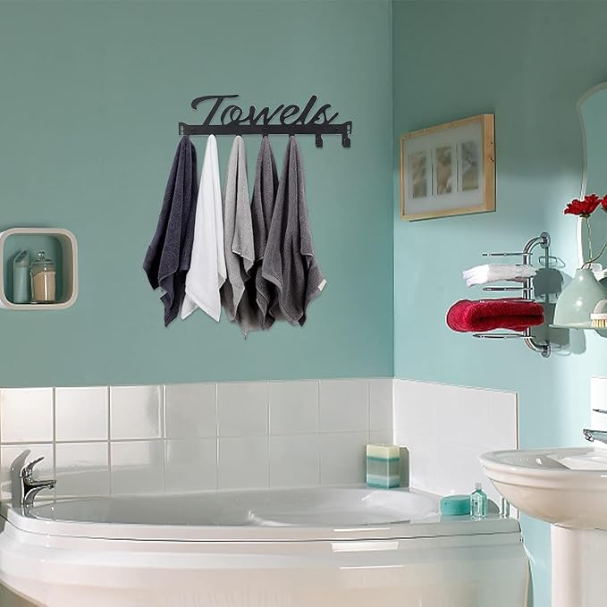 Azmoncy 2 Pack Over The Door Hooks, Towel Rack - Image 5