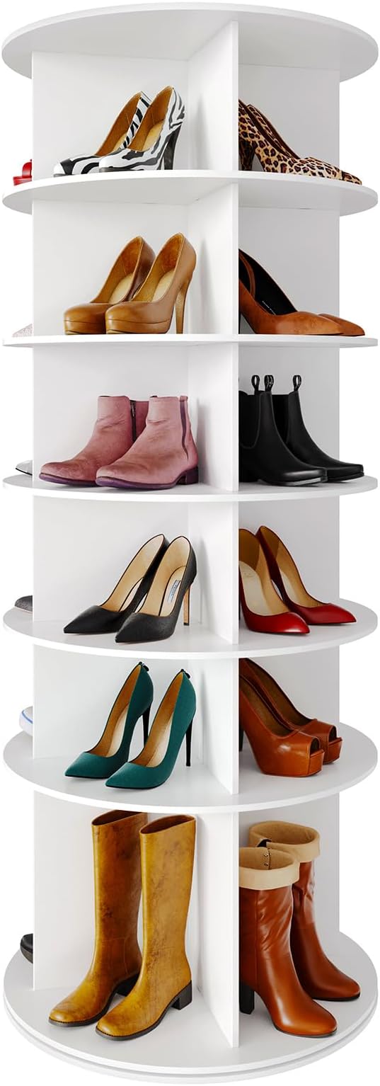 SpaceAid Rotating Shoe Rack 6 Tier Organizer, High Bottom Design Shoe Tower by SpaceAid