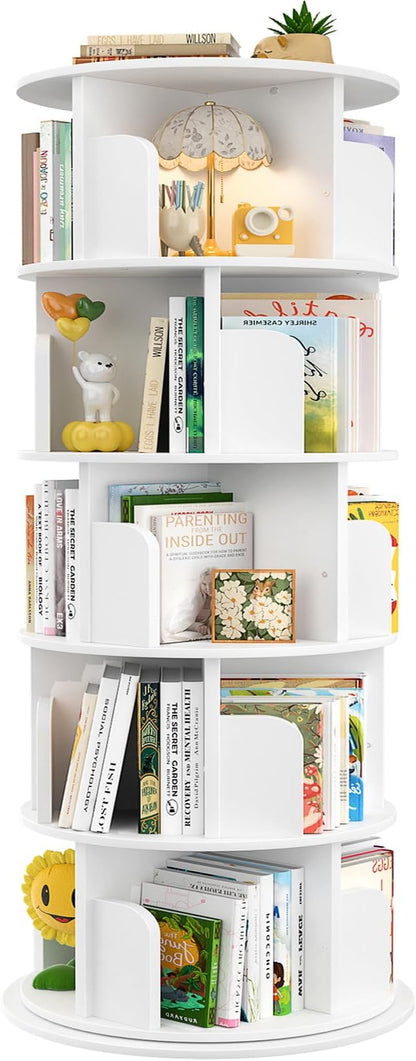 Aheaplus Rotating Bookshelf, 360 Display Wood Spinning Bookshelf Tower by Aheaplus