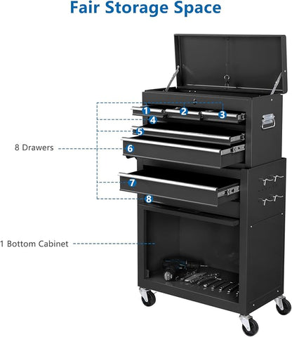 TUFFIOM 8-Drawer Rolling Tool Chest, Tool Storage Cabinet w/Lockable Wheels - Image 3