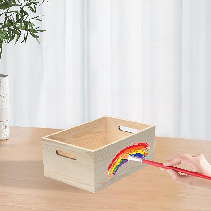6 Packs Unfinished Wooden Box 5 Sizes Natural Handles Wood Boxes Storage - Image 6