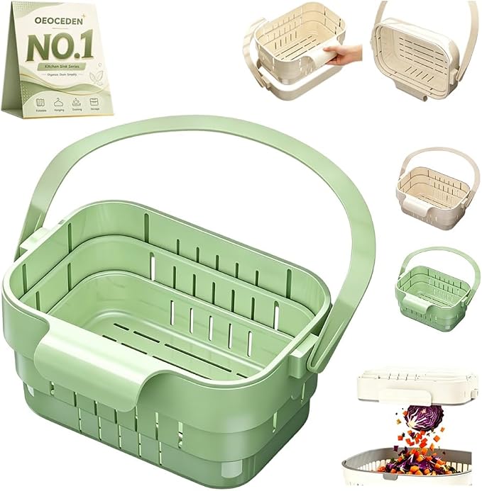 2-in-1 Foldable Sink Colander Hanging Kitchen Drain Basket Collapsible Faucet by Unknown