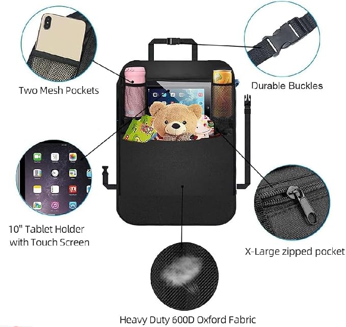Premium Backseat Organizer for Kids 2 Pack, Heavy Duty Waterproof and Stain - Image 5