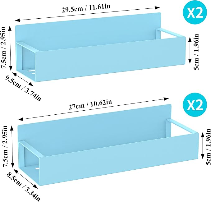 Metal Magnetic Spice Rack for Refrigerator Blue, 4 Pack | Magnetic Shelves - Image 7