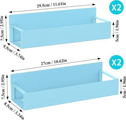 Metal Magnetic Spice Rack for Refrigerator Blue, 4 Pack | Magnetic Shelves - Image 7