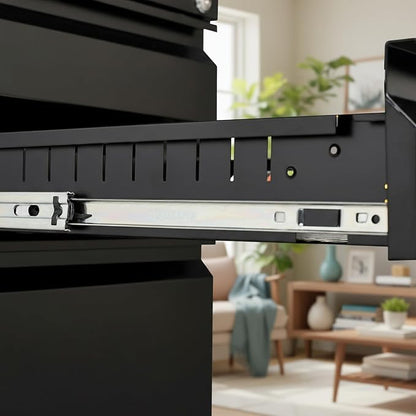 Black Metal 3-Drawer Mobile File Cabinet - Image 5