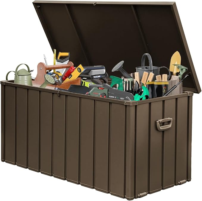 Domi 150 Gallon Metal Deck Box Waterproof, Outdoor Storage Box by domioutdoorliving