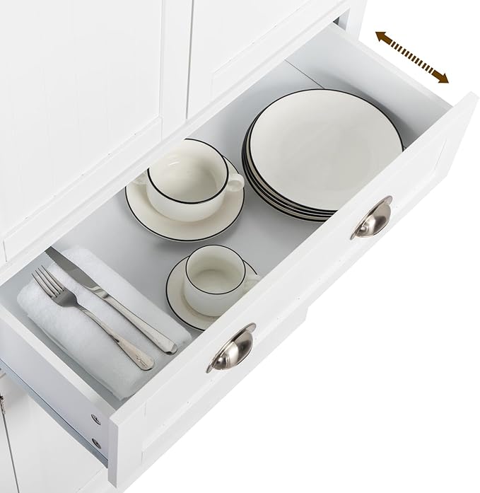 VINGLI 71-Inch White Storage Cabinets - Image 5