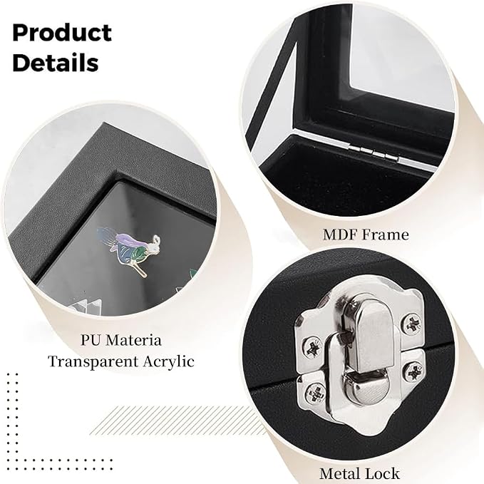 7.8 x 5.9 Inches Small Pin Display Case, Dustproof Pin Collection Showcase - Image 4