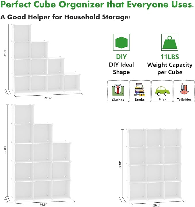 C&AHOME Cube Storage Organizer, 12-Cube Shelves Units, Closet Cabinet, DIY - Image 6