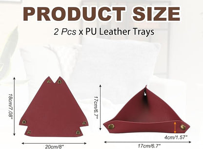uxcell 2 Pcs Valet Tray for Women and Men, PU Leather Jewelry Tray Entryway - Image 2