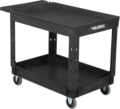 Global Industrial Industrial Service & Utility Cart, Plastic 2 Tray Black Shelf by GlobalIndustrial
