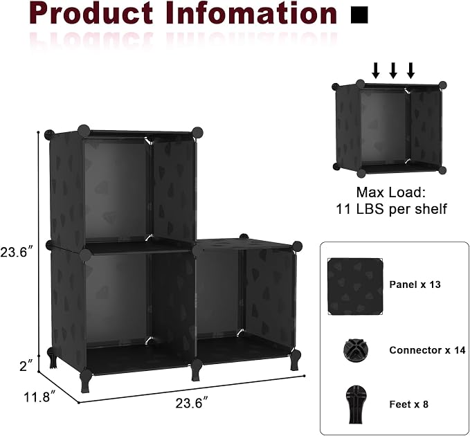 UNKU Cube Storage Organizer, 3 Cube Closet Organizer Storage Shelves, DIY - Image 3