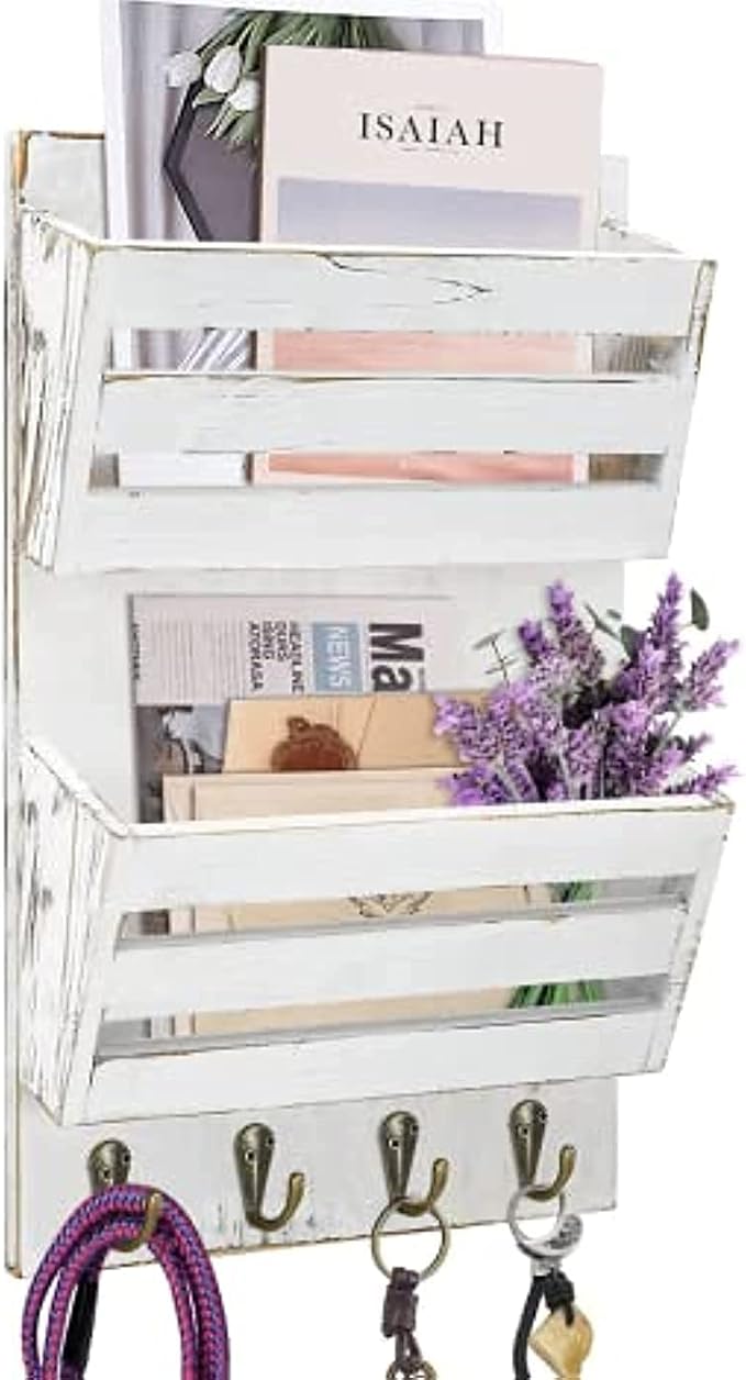 Unistyle Mail Holder with Key Hooks Mail Organizer Wall Mount Hanging Mail by Unistyle