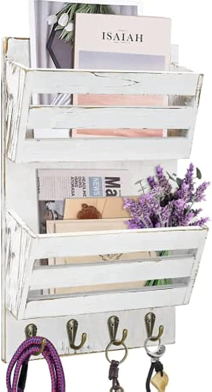 Unistyle Mail Holder with Key Hooks Mail Organizer Wall Mount Hanging Mail by Unistyle