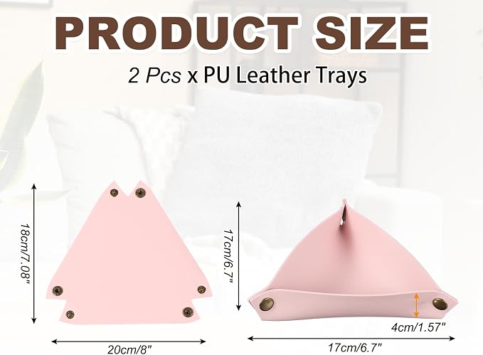 uxcell 2 Pcs Valet Tray for Women and Men, PU Leather Jewelry Tray Entryway - Image 2