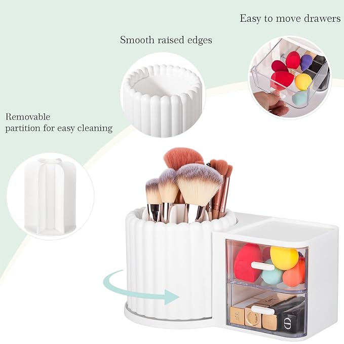 Anyoifax 360 Rotating Makeup Brush Holder 7 Slots Makeup Organizer - Image 3