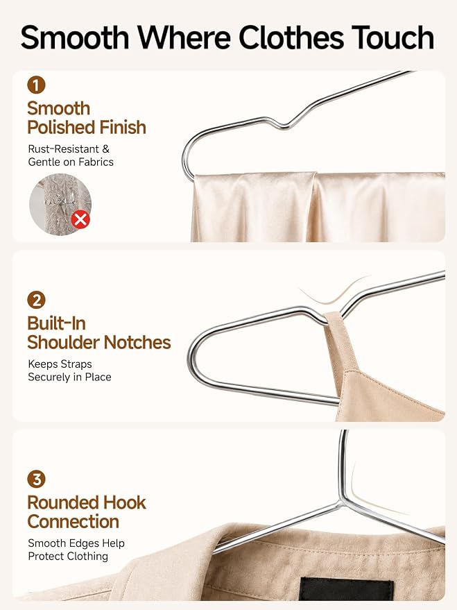 Metal Hangers 20 Pack, 4mm Heavy Duty 201 Stainless Steel Clothes Hangers - Image 5