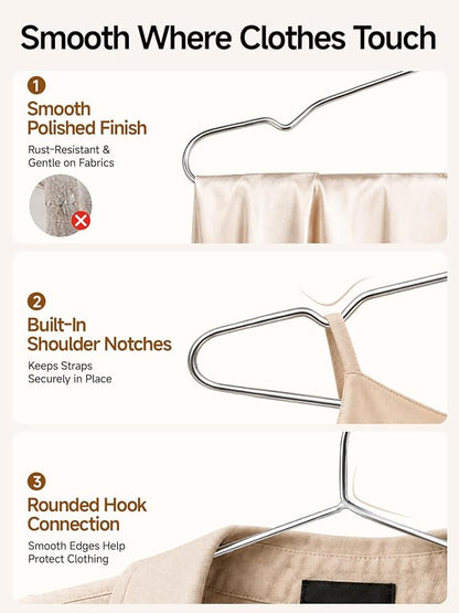 Metal Hangers 20 Pack, 4mm Heavy Duty 201 Stainless Steel Clothes Hangers - Image 5