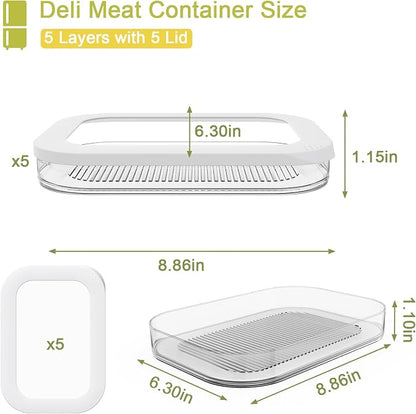 5 Pcs Deli Meat Container for Fridge, Stackable Bacon Lunch Meat Container for - Image 3