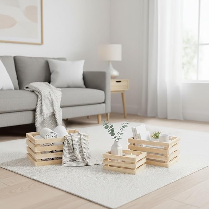 Oairse Set of 3 Nesting Wooden Storage Crates - Image 3