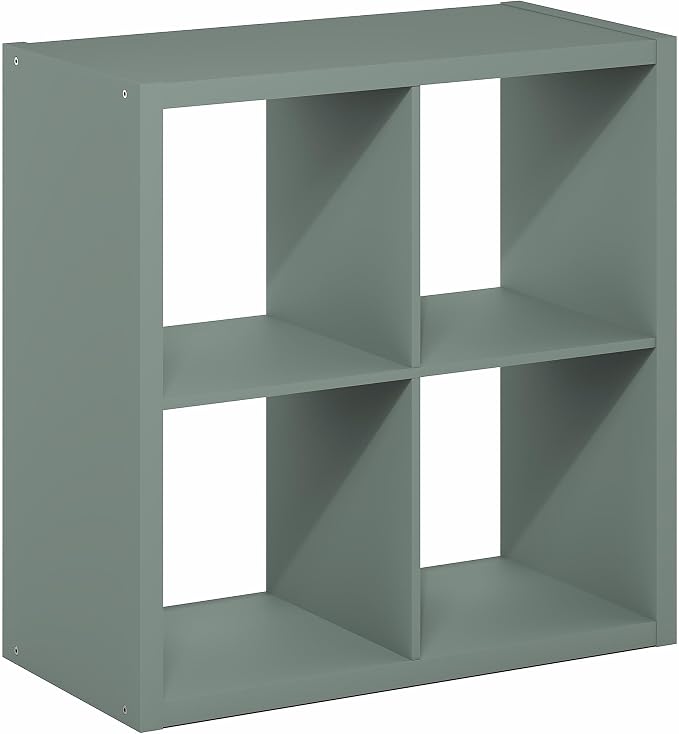 Furinno Cubicle 4-Cube Book Shelf, Extra Thick Frame Bookshelf, Light Grey | - Image 7