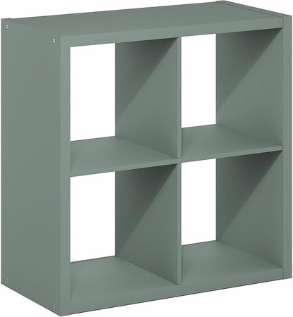 Furinno Cubicle 4-Cube Book Shelf, Extra Thick Frame Bookshelf, Light Grey | - Image 7