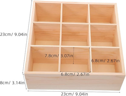 Abaodam Wooden Divided Storage Box 9-compartment Deep Drawer Organizer 8cm - Image 2