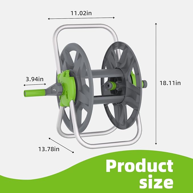 Water Hose Reel Cart, Holds 60-80 Ft of 5/8 Inch Hose, Portable Hose Reel - Image 4