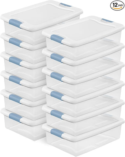 Sterilite 12-Pack Latching Box, Under Bed Storage Bins by Sterilite