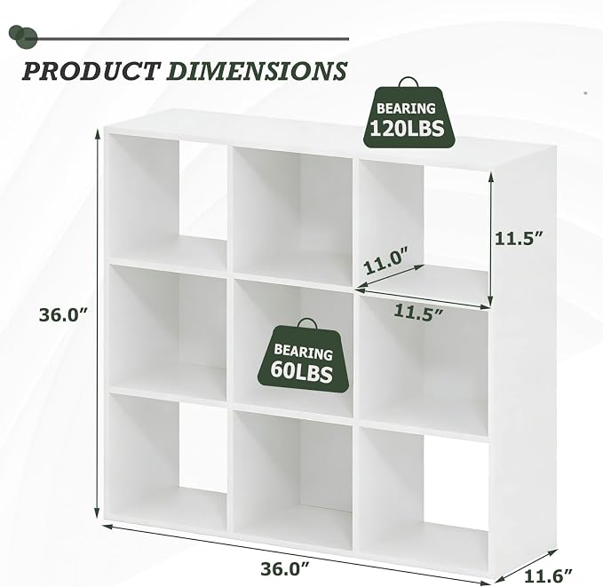 9-Cube Storage Organizer, Reversible Bookcase Shelf, Open Cube Bookshelf - Image 3
