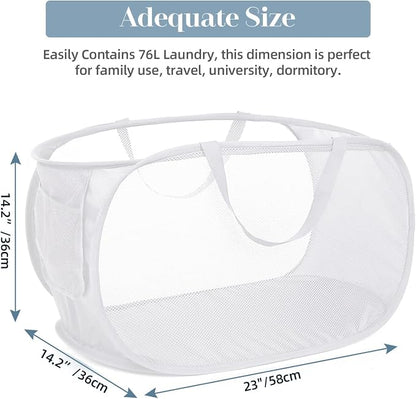 Strong Mesh Pop Up Laundry Basket, Collapsible Laundry Hamper - Image 3
