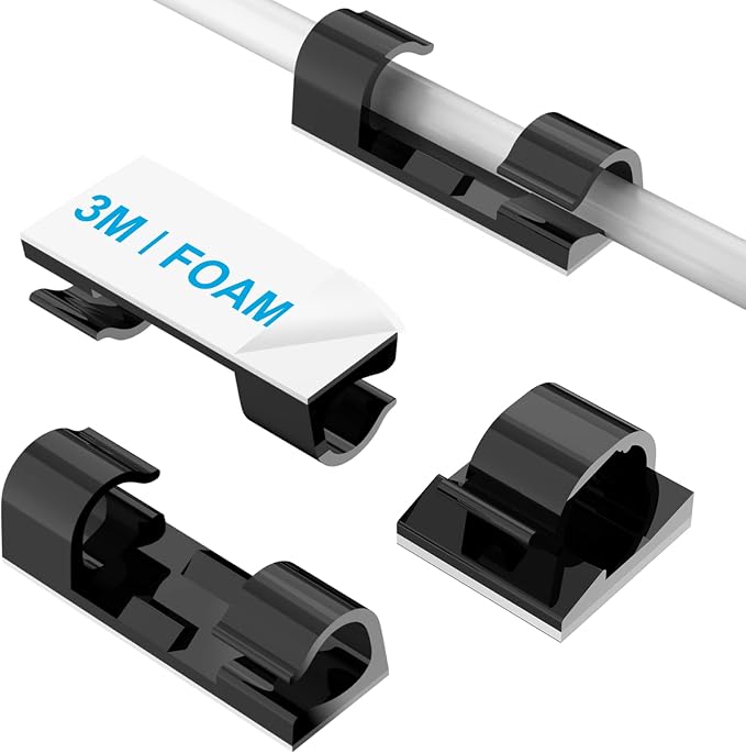 Self-Adhesive Cable Clips Black, Upgraded Wire Clips by TidyHelper