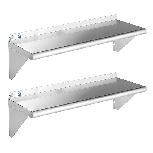 ROCKPOINT Stainless Steel Shelf 12 x 36 Inches 300lb, 2 Pack NSF Commercial by ROCKPOINT