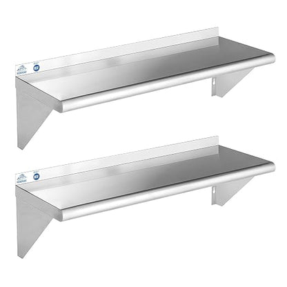 ROCKPOINT Stainless Steel Shelf 12 x 36 Inches 300lb, 2 Pack NSF Commercial by ROCKPOINT