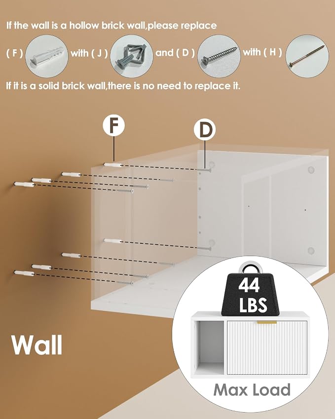 Masupu Floating Nightstand, Wall Mounted Floating Bedside Table - Image 7