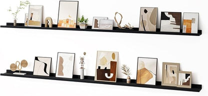Floating Picture Ledge Shelves for Wall Set of 2, 84 Inches Picture Ledge Shelf by FunMemories