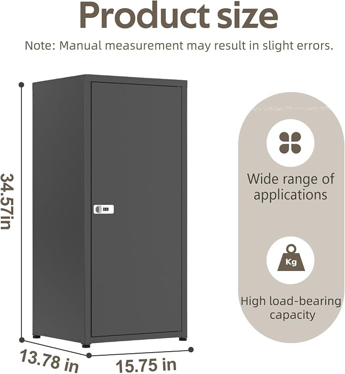 Metal Locker Cabinet 34.6", Lock & Adjustable Shelf, Secure Dial Lock, - Image 2