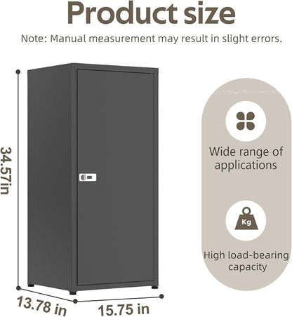 Metal Locker Cabinet 34.6", Lock & Adjustable Shelf, Secure Dial Lock, - Image 2