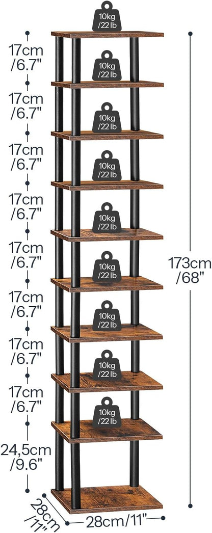HOOBRO Vertical Shoe Rack, 10-Tier Narrow Shoe Shelf, Shoe Storage Organizer - Image 8