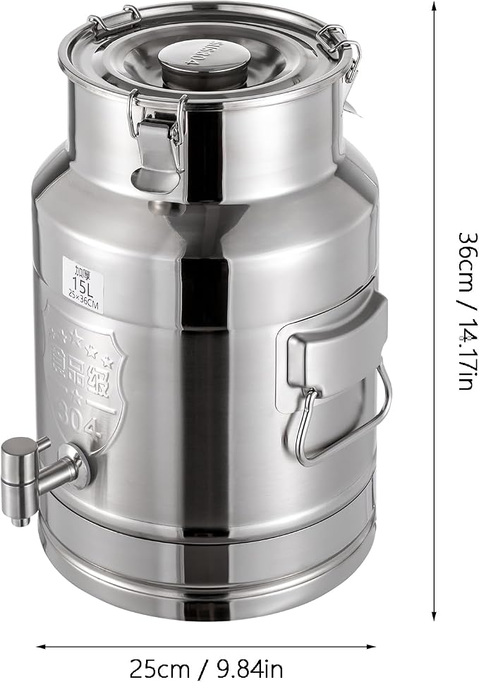 Milk Can Barrel Stainless Steel Beverage Drink Dispenser Large Capacity Storage - Image 6